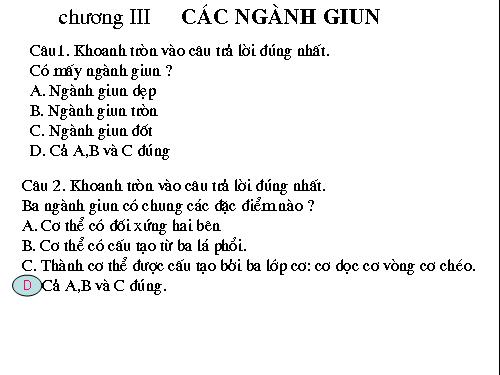 Chương III Các ngành giun