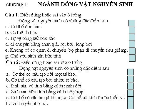 Chương I Ngành động vật nguyên sinh