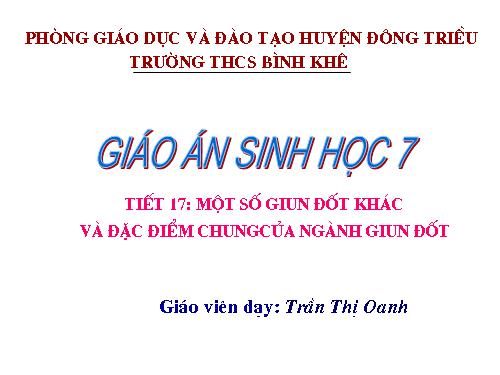 Bài 17. Một số giun đốt khác và đặc điểm chung của ngành Giun đốt