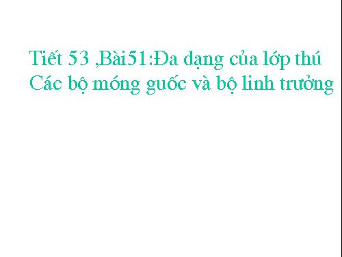 Bài 51. Đa dạng của lớp Thú: Các bộ Móng guốc và bộ Linh trưởng