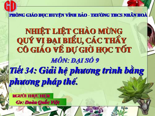 Chương III. §3. Giải hệ phương trình bằng phương pháp thế