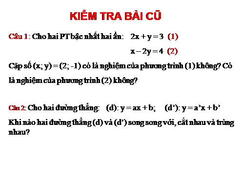 Chương III. §2. Hệ hai phương trình bậc nhất hai ẩn