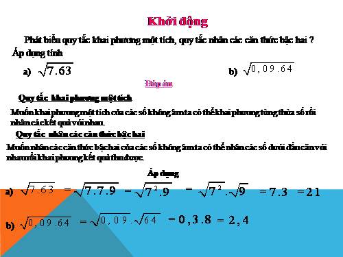 Chương I. §4. Liên hệ giữa phép chia và phép khai phương