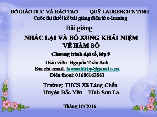 Chương II. §1. Nhắc lại và bổ sung các khái niệm về hàm số