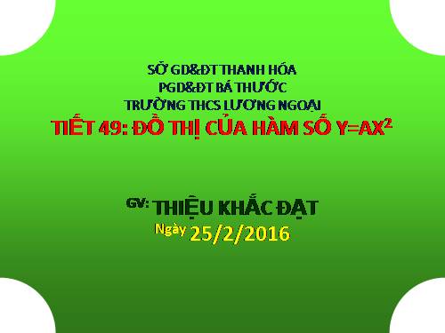 Chương IV. §2. Đồ thị của hàm số y = ax² (a ≠ 0)