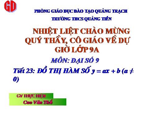 Chương II. §3. Đồ thị của hàm số y = ax + b (a ≠ 0)