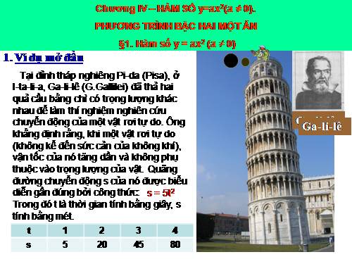 Chương IV. §1. Hàm số y = ax² (a ≠ 0)