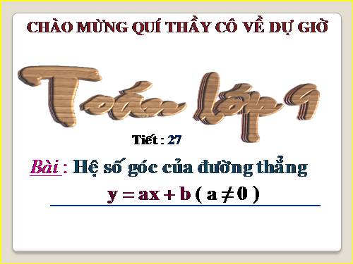 Chương II. §5. Hệ số góc của đường thẳng y = ax + b (a ≠ 0)