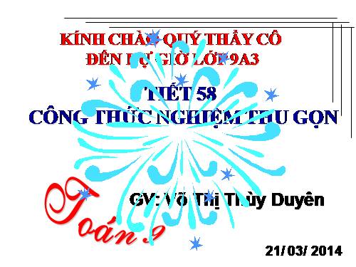 Chương IV. §5. Công thức nghiệm thu gọn