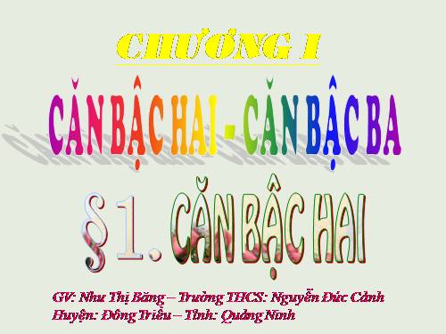 Chương I. §1. Căn bậc hai
