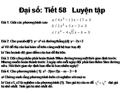 Ôn tập Chương IV. Hàm số y = ax² (a ≠ 0). Phương trình bậc hai một ẩn