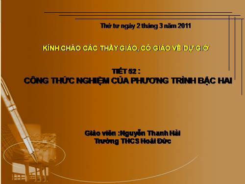 Chương IV. §4. Công thức nghiệm của phương trình bậc hai