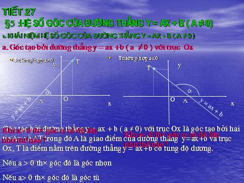 Chương II. §5. Hệ số góc của đường thẳng y = ax + b (a ≠ 0)