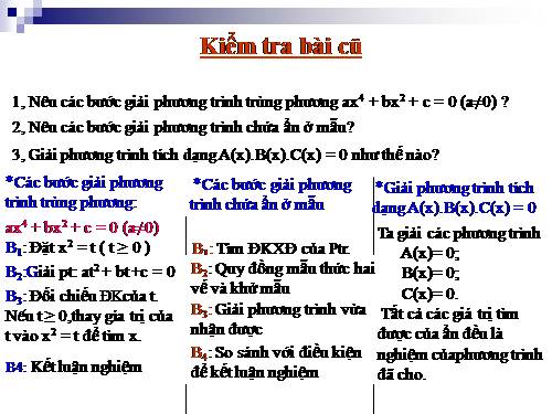 Chương IV. §7. Phương trình quy về phương trình bậc hai