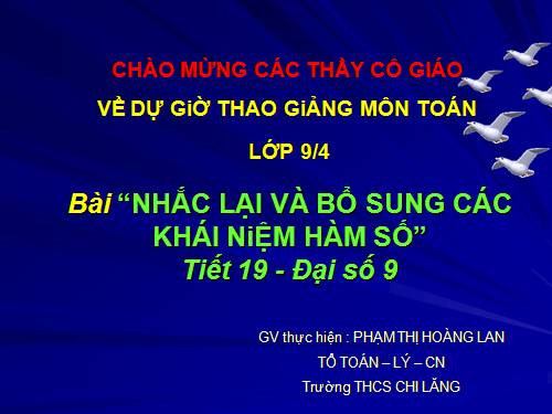 Chương II. §1. Nhắc lại và bổ sung các khái niệm về hàm số