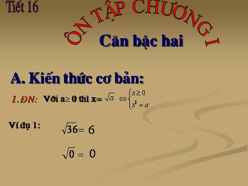 Ôn tập Chương I. Căn bậc hai. Căn bậc ba