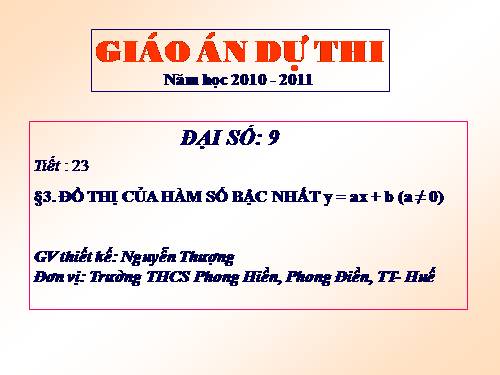 Chương II. §3. Đồ thị của hàm số y = ax + b (a ≠ 0)
