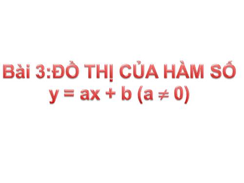 Chương II. §3. Đồ thị của hàm số y = ax + b (a ≠ 0)