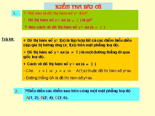 Chương II. §3. Đồ thị của hàm số y = ax + b (a ≠ 0)