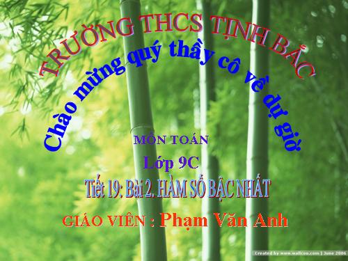 Chương II. §2. Hàm số bậc nhất