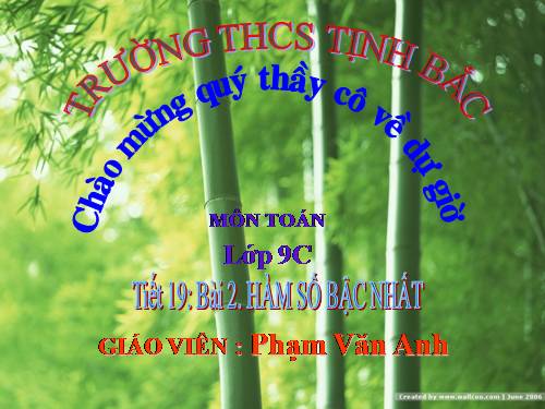 Chương II. §2. Hàm số bậc nhất