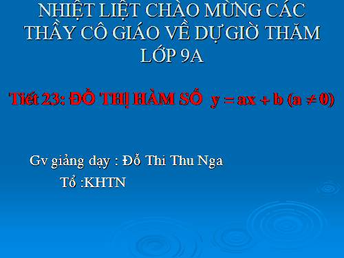 Chương II. §3. Đồ thị của hàm số y = ax + b (a ≠ 0)