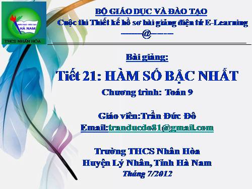 Chương II. §2. Hàm số bậc nhất