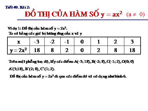 Chương IV. §1. Hàm số y = ax² (a ≠ 0)