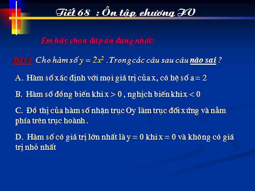 Ôn tập Chương IV. Hàm số y = ax² (a ≠ 0). Phương trình bậc hai một ẩn