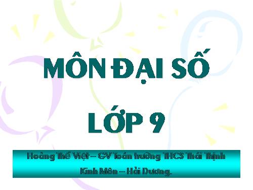 Chương IV. §3. Phương trình bậc hai một ẩn