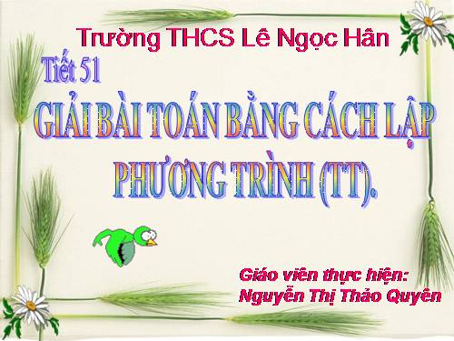 Chương IV. §8. Giải bài toán bằng cách lập phương trình