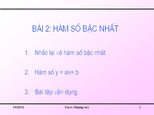 Ôn tập Chương II. Hàm số bậc nhất