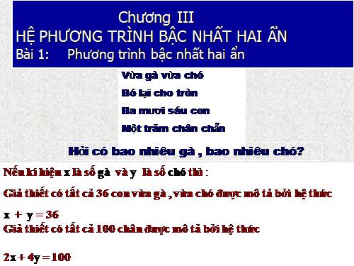 Chương III. §1. Phương trình bậc nhất hai ẩn