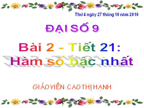 Chương II. §2. Hàm số bậc nhất