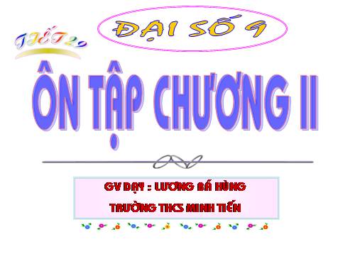 Ôn tập Chương II. Hàm số bậc nhất