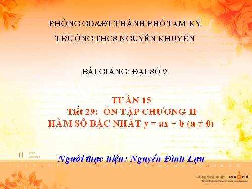 Ôn tập Chương II. Hàm số bậc nhất