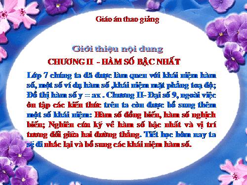 Chương II. §1. Nhắc lại và bổ sung các khái niệm về hàm số