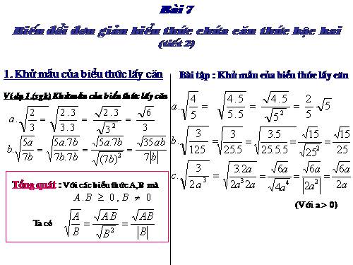Chương I. §6. Biến đổi đơn giản biểu thức chứa căn thức bậc hai