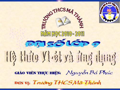 Chương IV. §6. Hệ thức Vi-ét và ứng dụng
