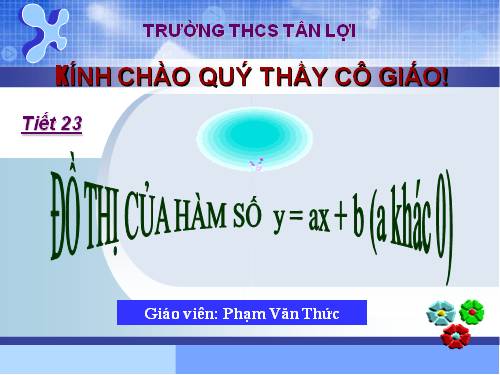 Chương II. §3. Đồ thị của hàm số y = ax + b (a ≠ 0)