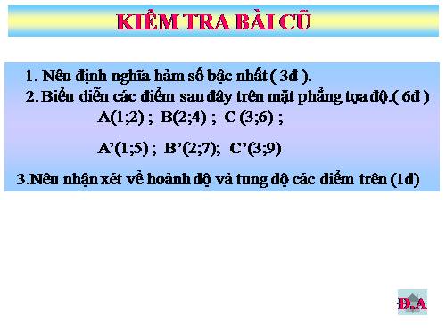 Chương II. §3. Đồ thị của hàm số y = ax + b (a ≠ 0)