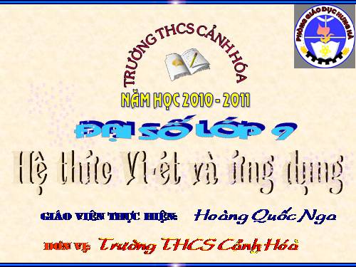 Chương IV. §6. Hệ thức Vi-ét và ứng dụng