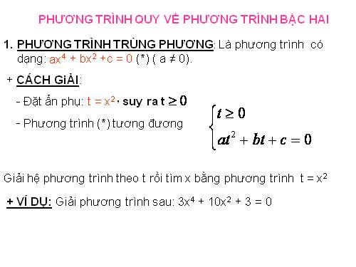 Chương IV. §7. Phương trình quy về phương trình bậc hai