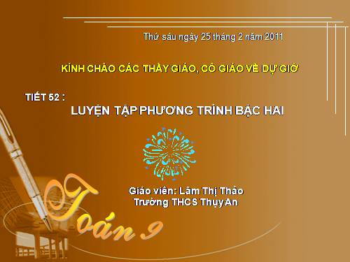 Chương IV. §3. Phương trình bậc hai một ẩn