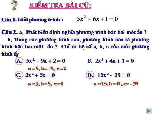 Chương IV. §4. Công thức nghiệm của phương trình bậc hai