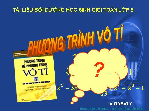 PHƯƠNG TRÌNH VÔ TỈ - Phần II.1