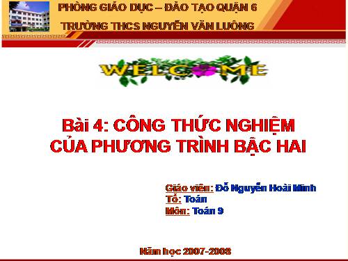 Chương IV. §4. Công thức nghiệm của phương trình bậc hai