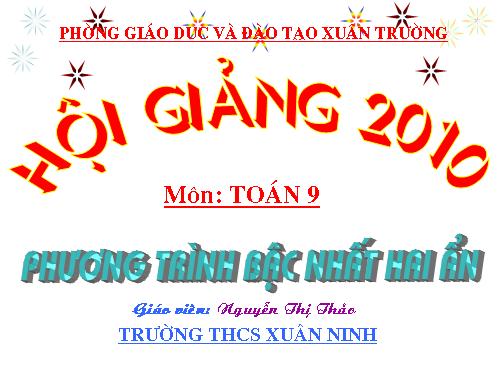 Chương III. §1. Phương trình bậc nhất hai ẩn