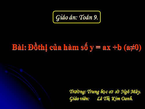 Chương II. §3. Đồ thị của hàm số y = ax + b (a ≠ 0)