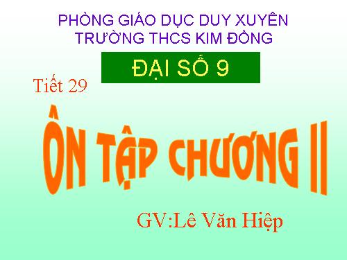 Ôn tập Chương II. Hàm số bậc nhất